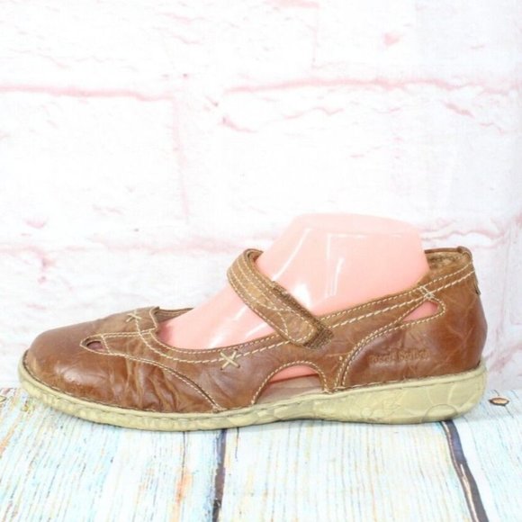 Josef Seibel Shoes - Josef Seibel Brown Cutout Leather Mary Jane Flat Shoes Size US 11